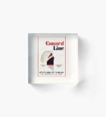 Art deco retro vintage style Cunard Line France USA Canada Acrylic Block