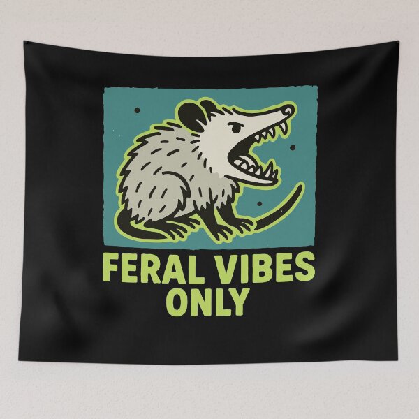 Item preview, Feral Vibes Only Possum Humor Quote Tee designed and sold by LuminOrb.