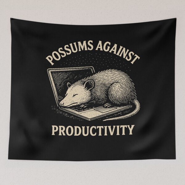 Item preview, Possums Against Productivity Humor Meme designed and sold by LuminOrb.