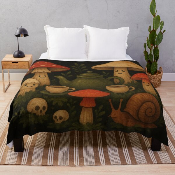 Item preview, Mushroom Tea Party – Cozy Goblincore Forest Art designed and sold by Ombrya.