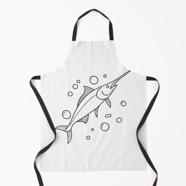 Item preview, A swordfish swimming in deep ocean with bubbles designed and sold by rasagamastore.
