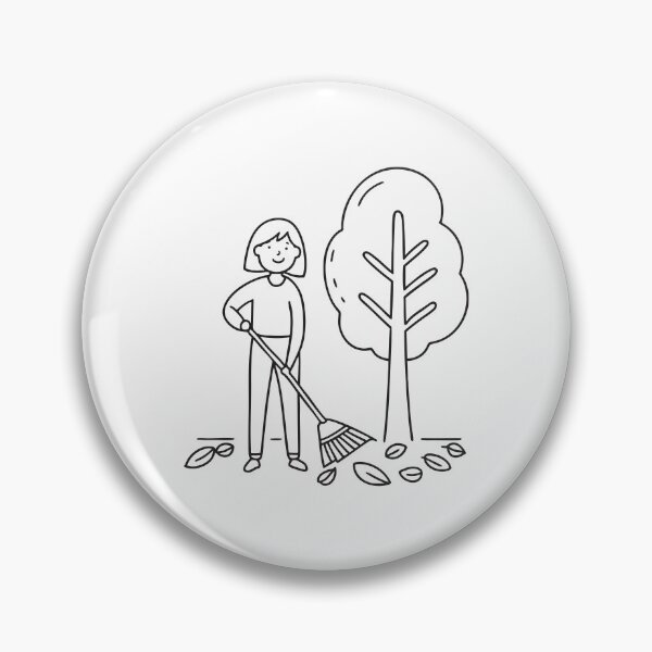 Item preview, A woman sweeping fallen leaves under the tree in the backyard designed and sold by rasagamastore.