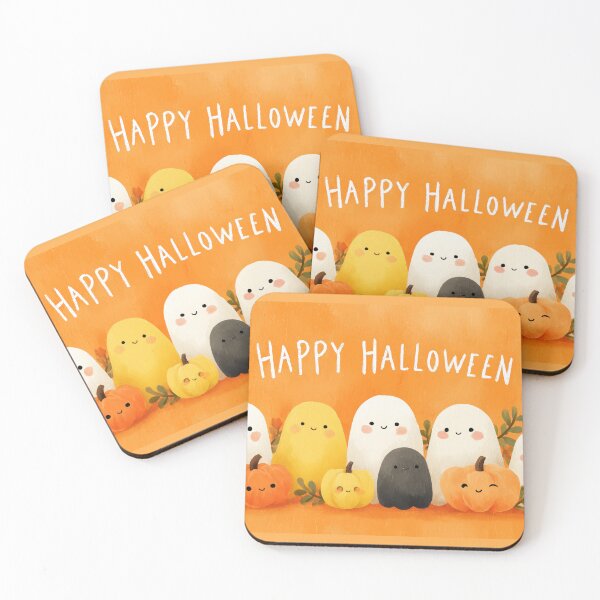 Item preview, Happy Halloween Friends – Kawaii Ghosts & Pumpkins designed and sold by BennyPuppy.