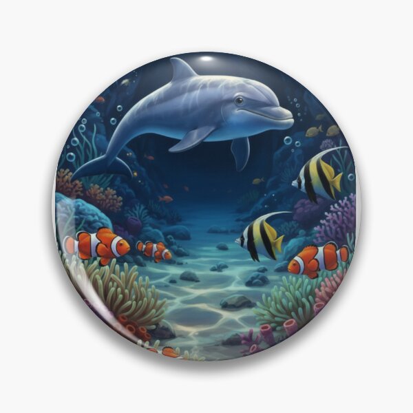 Item preview, Dolphin and Coral Reef Underwater Scene designed and sold by CARTOON CRAZE.