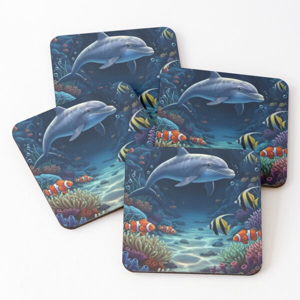 Item preview, Dolphin and Coral Reef Underwater Scene designed and sold by CARTOON CRAZE.