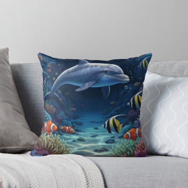 Item preview, Dolphin and Coral Reef Underwater Scene designed and sold by CARTOON CRAZE.