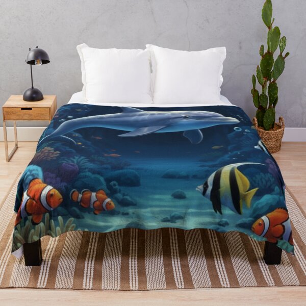 Item preview, Dolphin and Coral Reef Underwater Scene designed and sold by CARTOON CRAZE.