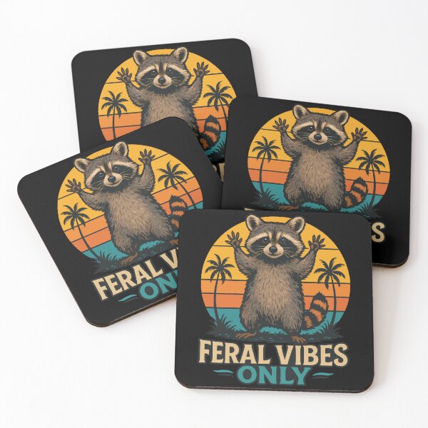 Item preview, Feral Vibes Only Raccoon Retro Style Humor designed and sold by LuminOrb.