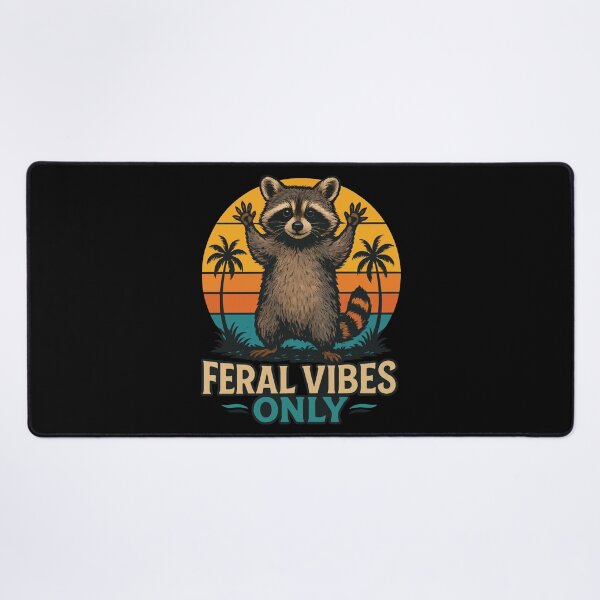 Item preview, Feral Vibes Only Raccoon Retro Style Humor designed and sold by LuminOrb.