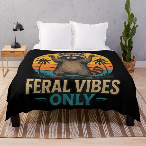 Item preview, Feral Vibes Only Raccoon Retro Style Humor designed and sold by LuminOrb.