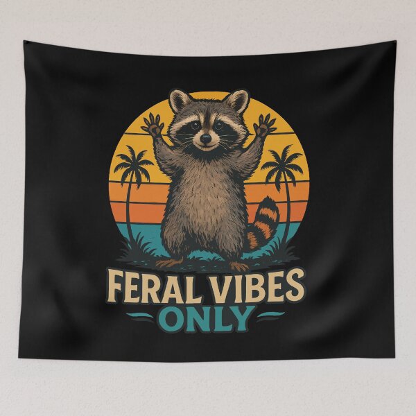 Item preview, Feral Vibes Only Raccoon Retro Style Humor designed and sold by LuminOrb.