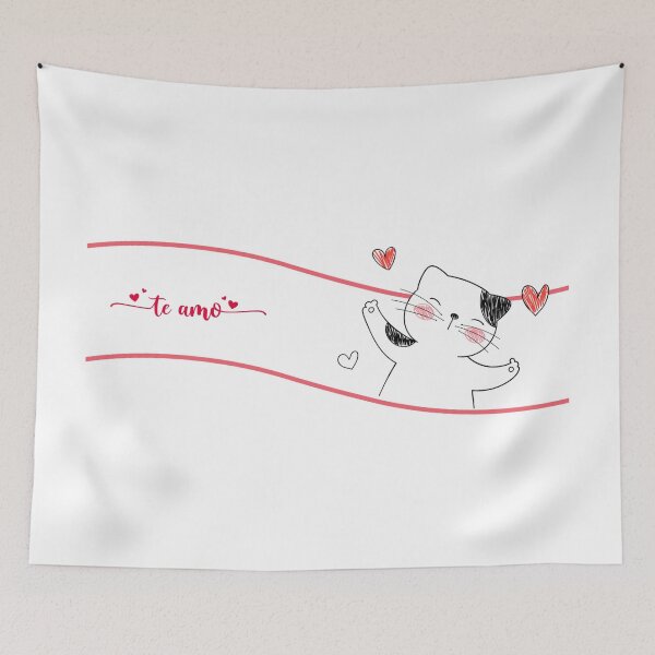 Item preview, Cut minimal cat saying "Te amo"A sweet reminder of love in a playful and warm style designed and sold by Cozy Magic Prints.