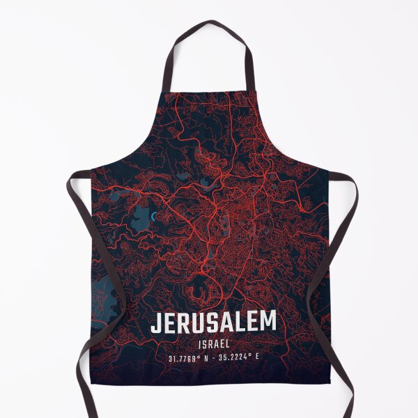 Item preview, Jerusalem Red & Blue Minimalist Map designed and sold by HomeLivingCo.