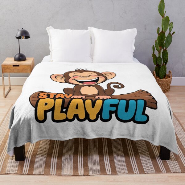 Item preview, Stay Playful – Laughing monkey on wood | Colorful, feel-good design designed and sold by ParaSiempreS.