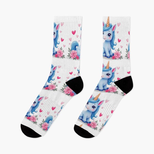 Item preview,  adorable  cute  blue unicorn with roses and hearts designed and sold by nicnacc.