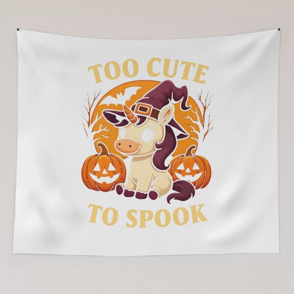 Item preview, Too Cute To Spook Unicorn Halloween Design with Pumpkins designed and sold by RuweisVibes.