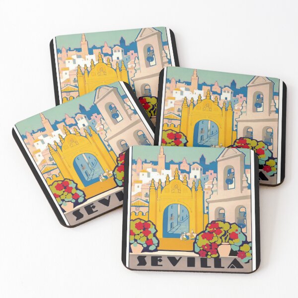Item preview, Vintage Seville Travel Poster | Art Deco Style | Bold Colors & Geometric Shapes | Tourist Attraction | 1920s 1930s Spain designed and sold by artofuniverse.