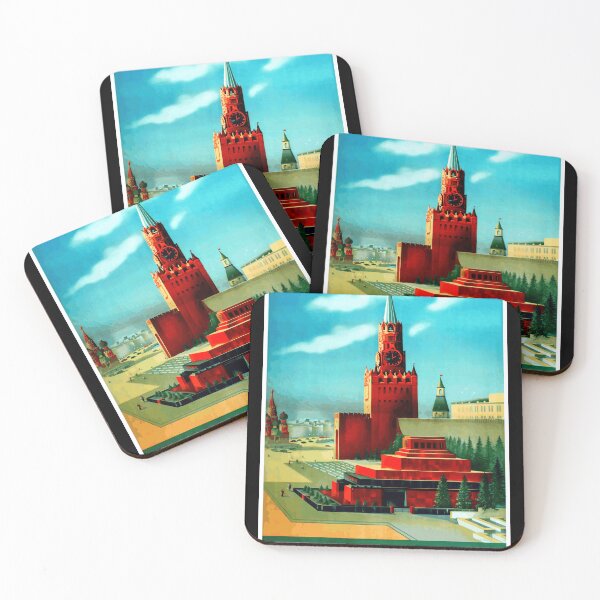 Item preview, Vintage Moscow Travel Poster | Soviet Era Art | Spasskaya Tower & St. Basil's Cathedral | Mid-20th Century Design designed and sold by artofuniverse.