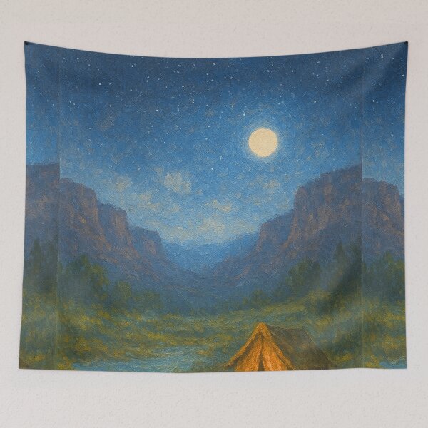 Item preview, Moonlit Canyon – Desert Cliffs, Stars & Campfire Glow designed and sold by Syrupulse.