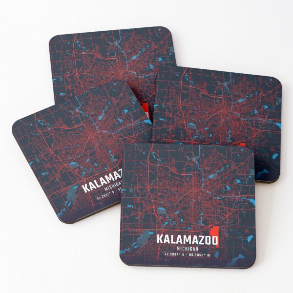 Item preview, Kalamazoo Red & Blue Minimalist Map designed and sold by HomeLivingCo.