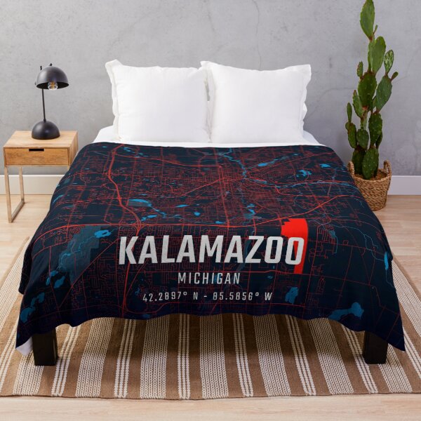 Item preview, Kalamazoo Red & Blue Minimalist Map designed and sold by HomeLivingCo.