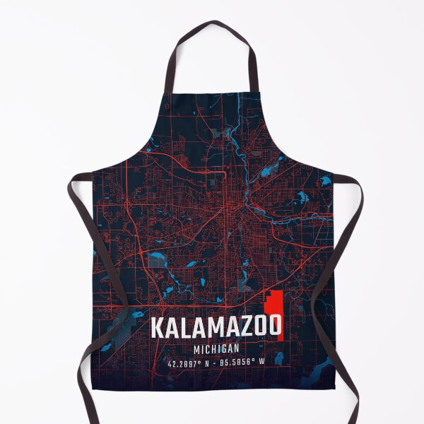 Item preview, Kalamazoo Red & Blue Minimalist Map designed and sold by HomeLivingCo.