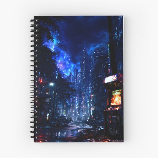 Item preview, Cyberpunk Cityscape with Arcade Machine designed and sold by Pir8prints.