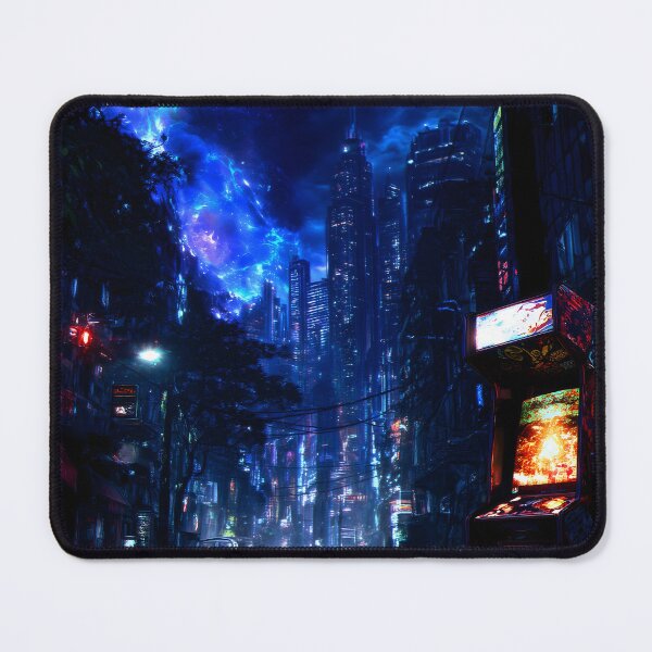 Item preview, Cyberpunk Cityscape with Arcade Machine designed and sold by Pir8prints.