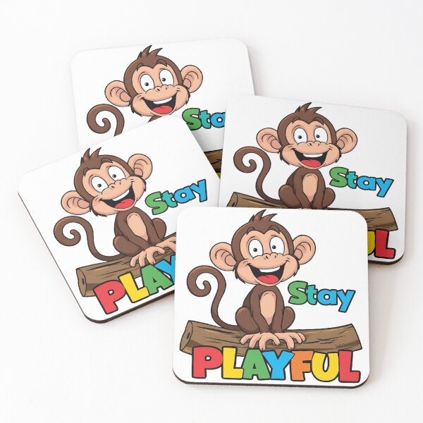 Item preview, Stay Playful – Funny Laughing Monkey on Wood | Colorful, Good-Mood Design designed and sold by ParaSiempreS.