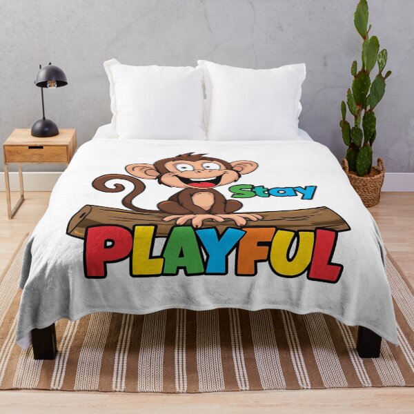 Item preview, Stay Playful – Funny Laughing Monkey on Wood | Colorful, Good-Mood Design designed and sold by ParaSiempreS.