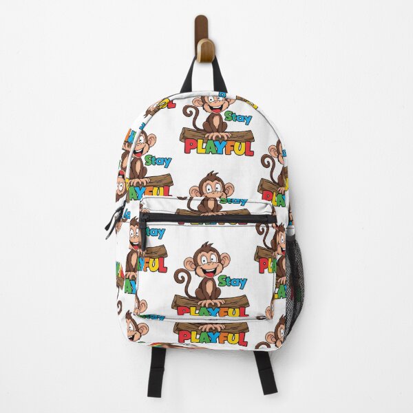 Item preview, Stay Playful – Funny Laughing Monkey on Wood | Colorful, Good-Mood Design designed and sold by ParaSiempreS.