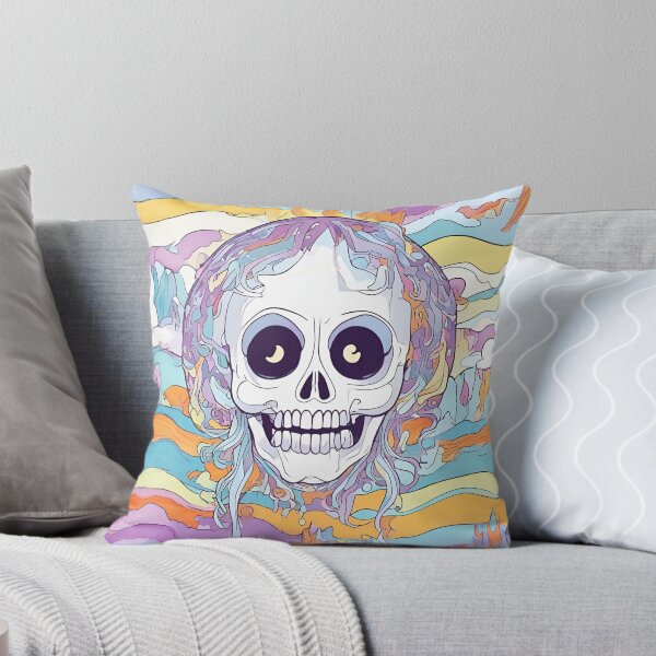 Artikelvorschau, Psychedelischer Totenkopf mit trippigen Farbwellen entworfen und verkauft von DreamArtmaStudio.