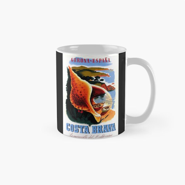 Item preview, Vintage Costa Brava Travel Poster | Art Deco Style Print | Mediterranean Scenic Art | Girona Spain | Conch Shell & Sea View designed and sold by artofuniverse.
