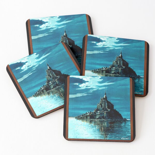Item preview, Vintage Mont Saint-Michel Travel Poster | Historic France Art | Chemins de Fer de l'État Railway | Gothic Nocturnal Scene designed and sold by artofuniverse.