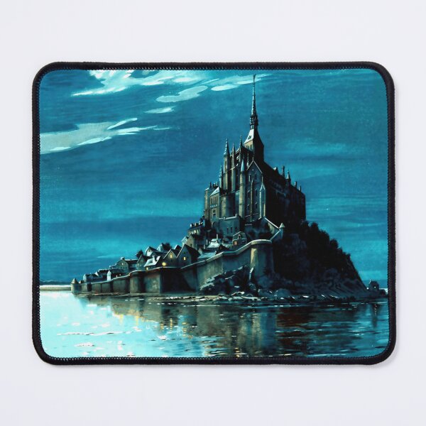 Item preview, Vintage Mont Saint-Michel Travel Poster | Historic France Art | Chemins de Fer de l'État Railway | Gothic Nocturnal Scene designed and sold by artofuniverse.