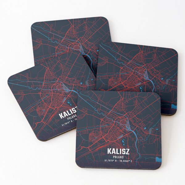 Item preview, Kalisz Red & Blue Minimalist Map designed and sold by HomeLivingCo.