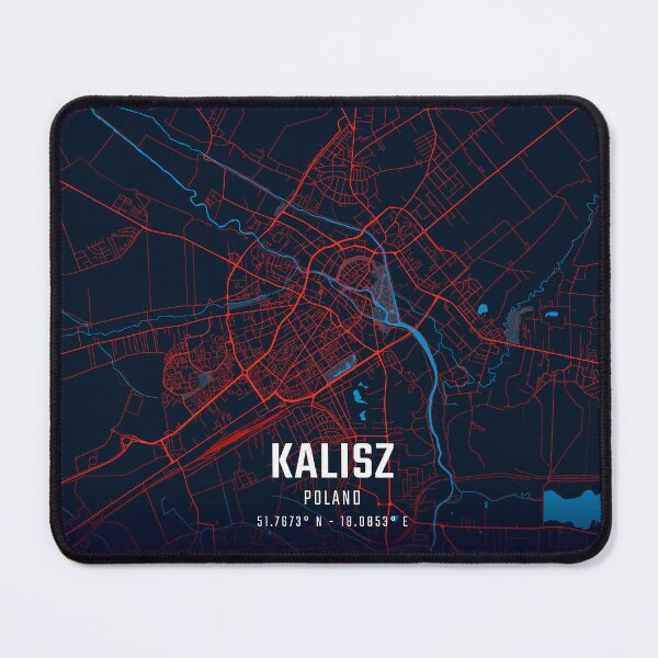 Item preview, Kalisz Red & Blue Minimalist Map designed and sold by HomeLivingCo.