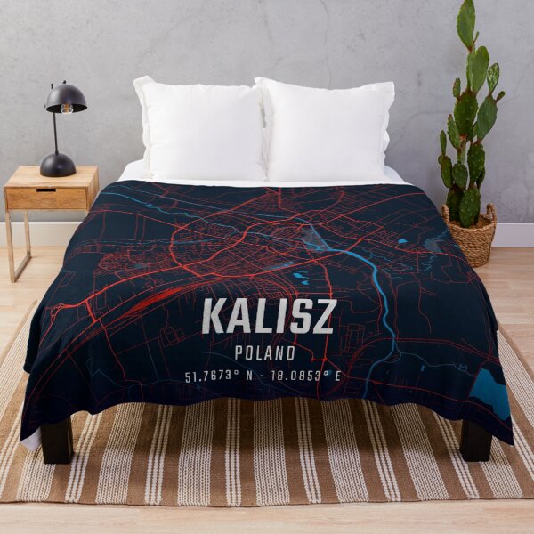 Item preview, Kalisz Red & Blue Minimalist Map designed and sold by HomeLivingCo.