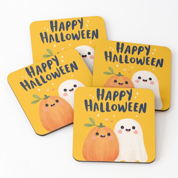 Item preview, Happy Halloween – Kawaii Ghost & Pumpkin Duo designed and sold by BennyPuppy.