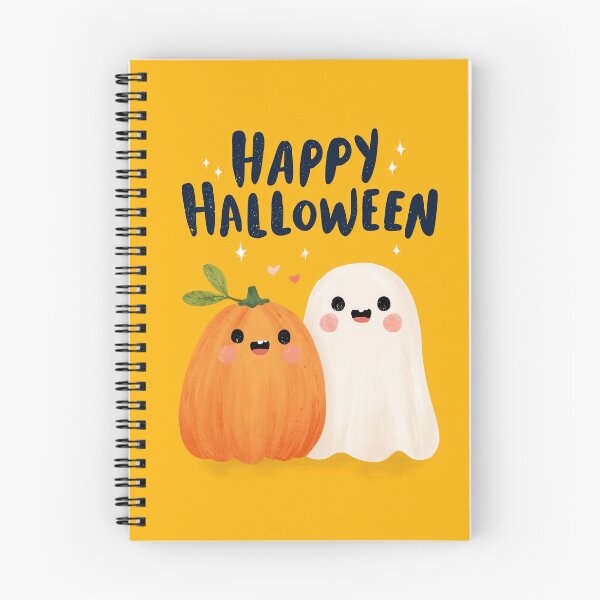 Item preview, Happy Halloween – Kawaii Ghost & Pumpkin Duo designed and sold by BennyPuppy.