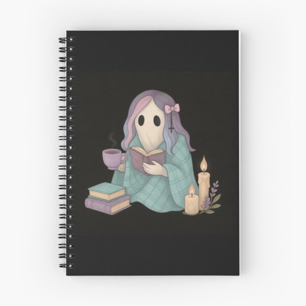 Item preview, Pastel Goth Ghost with Books – Cozy Gothic Reading Art designed and sold by Ombrya.
