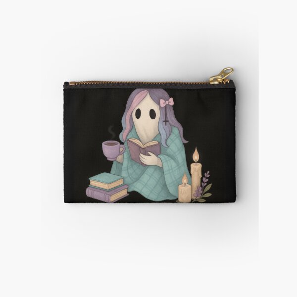 Item preview, Pastel Goth Ghost with Books – Cozy Gothic Reading Art designed and sold by Ombrya.