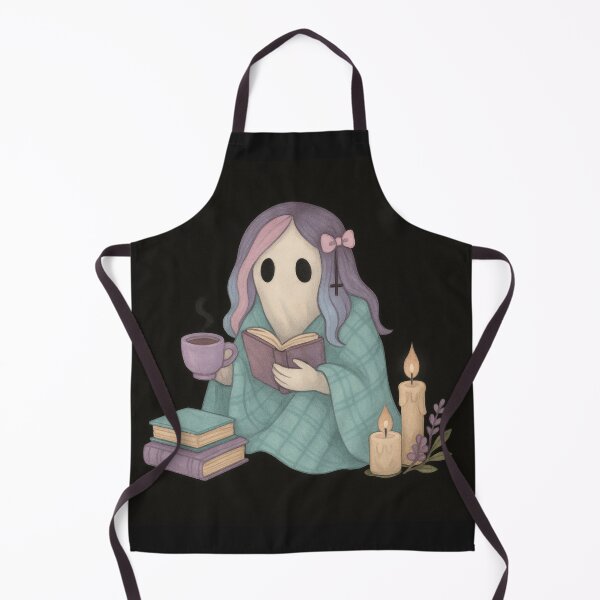 Item preview, Pastel Goth Ghost with Books – Cozy Gothic Reading Art designed and sold by Ombrya.