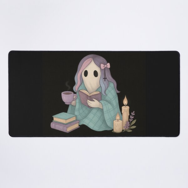 Item preview, Pastel Goth Ghost with Books – Cozy Gothic Reading Art designed and sold by Ombrya.