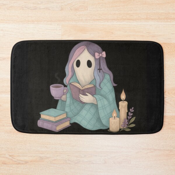 Item preview, Pastel Goth Ghost with Books – Cozy Gothic Reading Art designed and sold by Ombrya.