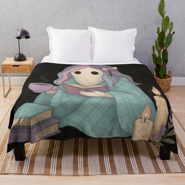 Item preview, Pastel Goth Ghost with Books – Cozy Gothic Reading Art designed and sold by Ombrya.