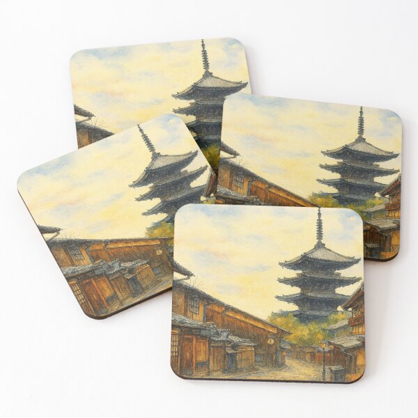 Item preview, Kyoto Streets and Five-Storied Pagoda – Japanese Watercolor Art designed and sold by ワフパズル.