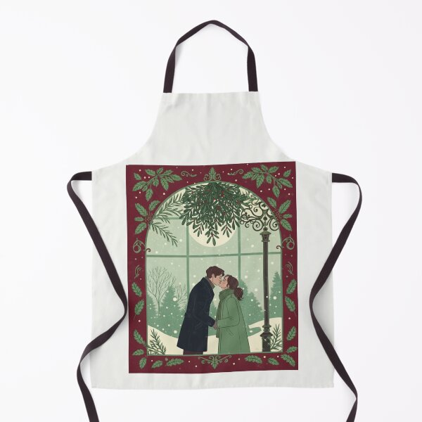 Item preview, Romantic Mistletoe Kiss by the Snowy Window | Cozy Holiday Couple Art designed and sold by asliberry.
