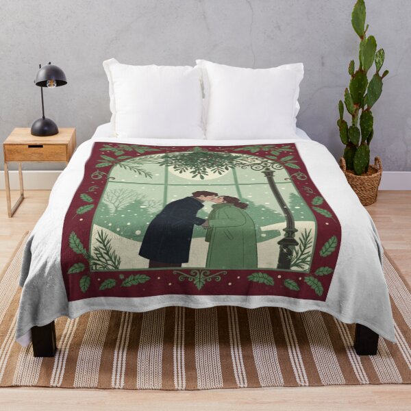 Item preview, Romantic Mistletoe Kiss by the Snowy Window | Cozy Holiday Couple Art designed and sold by asliberry.