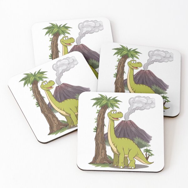 Item preview, Happy Dinosaur Cartoon with Volcano | Cute Kids Design designed and sold by snoezelstudio.
